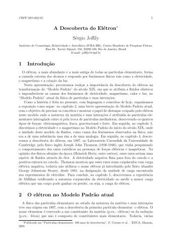 A Descoberta do Elétron Sérgio Joffily 1 Introduç˜ao 2 ... - CBPFIndex