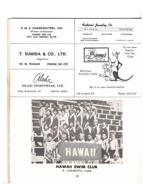 1962 Keo Nakama Invitational - Hawaii Swimming