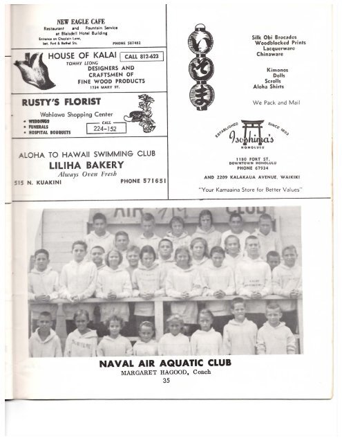 1962 Keo Nakama Invitational - Hawaii Swimming