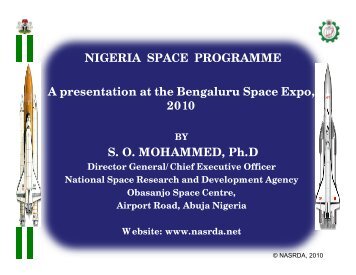 Nigeria Space Programme - CII National Committee on Defence