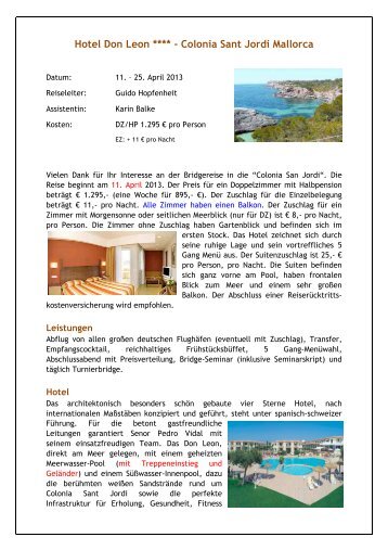 Hotel Don Leon **** - Colonia Sant Jordi Mallorca - Bridgereisen ...