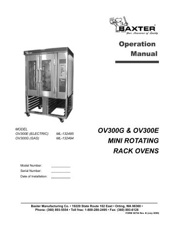 OV300G & OV300E MINI ROTATING RACK OVENS - Hobart