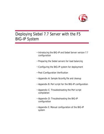 Deploying Siebel 7.7 Server with the F5 BIG-IP System - F5 Networks