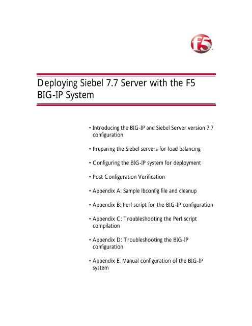 Deploying Siebel 7 7 Server With The F5 Big Ip System F5 Networks
