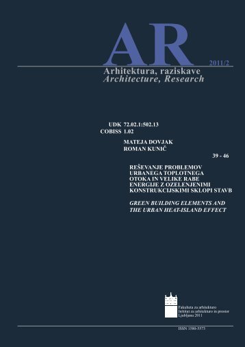 Mateja Dovjak, Roman KuniÄ - Fakulteta za arhitekturo - Univerza v ...
