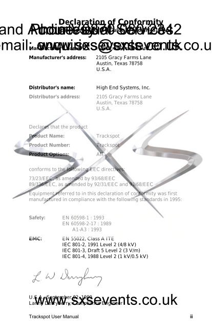 Lighting - Trackspot Manual - SXS Events