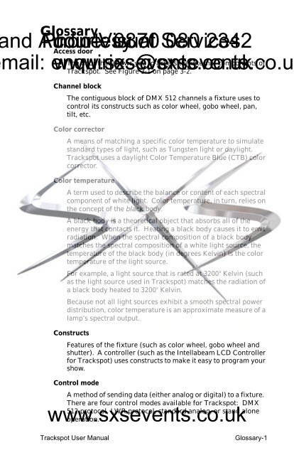 Lighting - Trackspot Manual - SXS Events