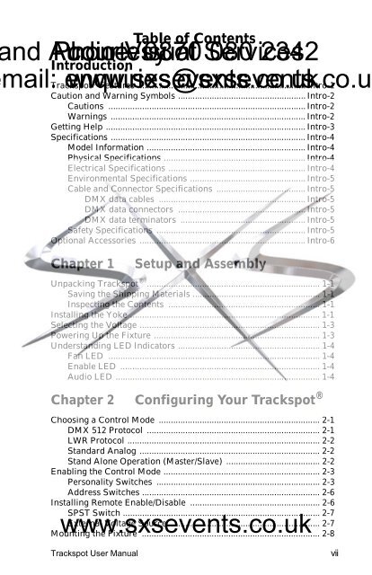 Lighting - Trackspot Manual - SXS Events