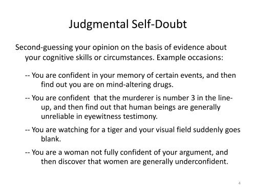 Rational Self-Doubt - Philosophy