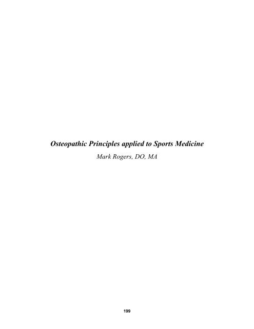 Osteopathic Principles applied to Sports Medicine - Virginia ...