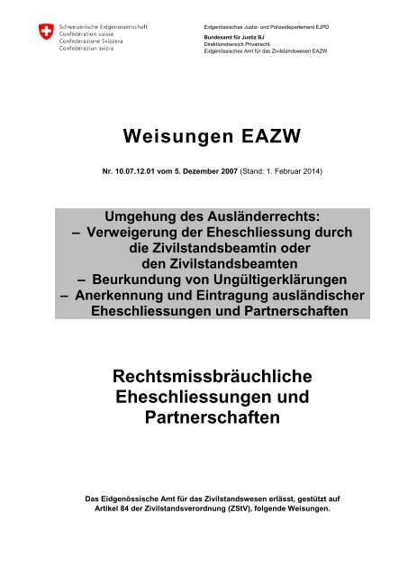 Weisungen EAZW - Bundesamt für Justiz - admin.ch