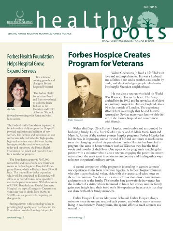 Forbes Hospice Creates Program for Veterans - West Penn ...