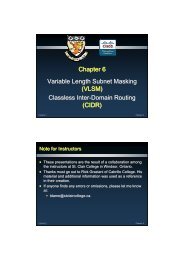 Chapter 6 Variable Length Subnet Masking (VLSM) Classless Inter ...