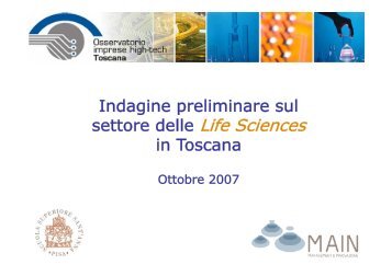 Indagine preliminare sul settore delle Life Sciences in Toscana