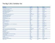 The Big 5 2011 Exhibitor list