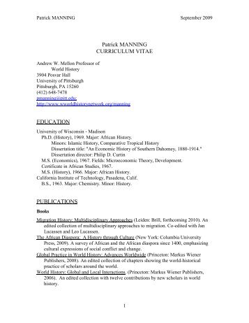 Download Manning CV. - World History Center - University of ...