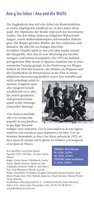 Ana und die Wölfe - Filmtage Tübingen