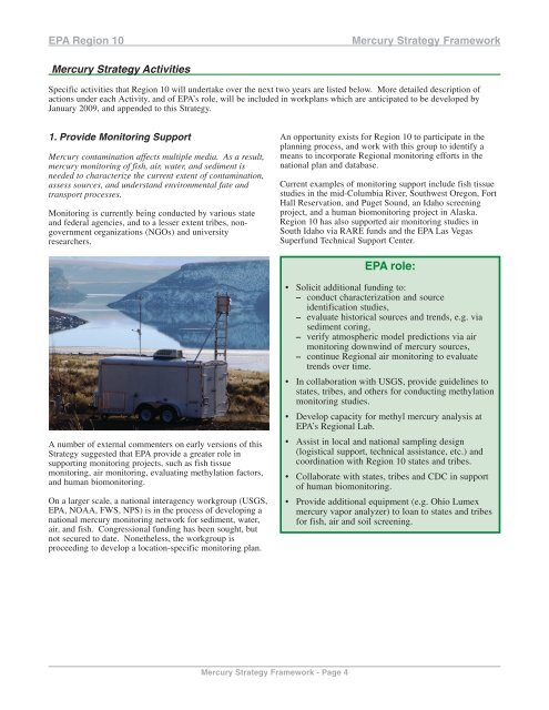EPA Region 10 Mercury Strategy Framework - Environmental ...
