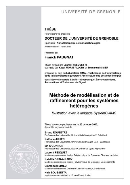 MÃ©thode de modÃ©lisation et de raffinement pour ... - Laboratoire TIMA