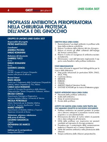Profilassi antibiotica perioperatoria nella chirurgia protesica