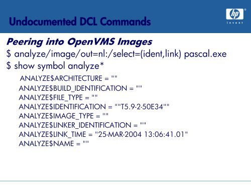 OpenVMS Undocumented Features