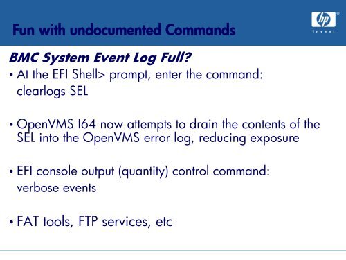 OpenVMS Undocumented Features
