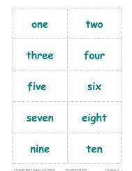 Calendar and Number Words Cards - Quebec English Literacy ...