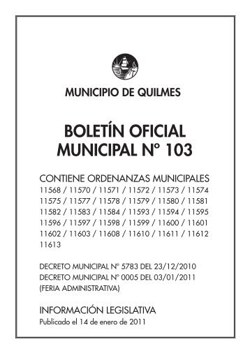 BOLETÃN OFICIAL MUNICIPAL NÂº 103 - Quilmes