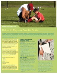 Return to Play -- A Coach's Guide - American College of Sports ...