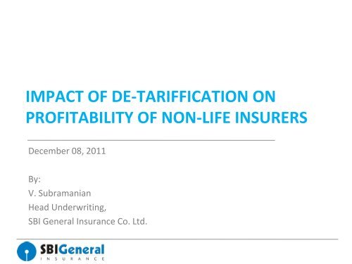 impact of de-tariffication on profitability of non-life insurers