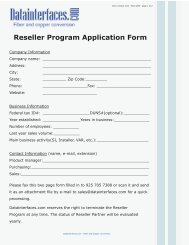 Reseller Program Application Form - Datainterfaces.com