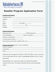 Reseller Program Application Form - Datainterfaces.com