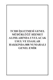 tcdd iÅletmesi genel mÃ¼dÃ¼rlÃ¼ÄÃ¼ hizmet alÄ±mlarÄ±nda uyulacak usul ve ...