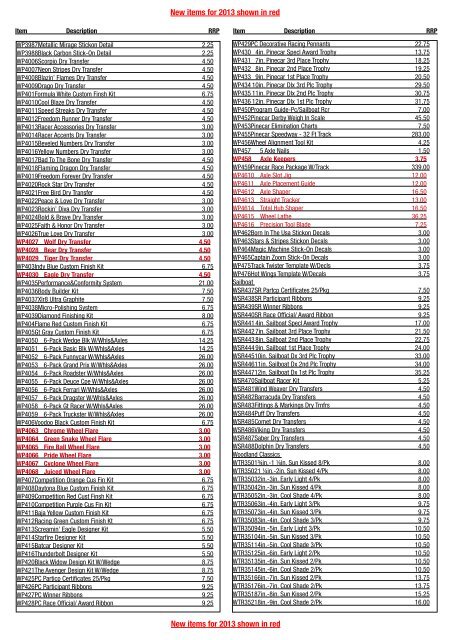 Woodland Scenics/DPM Price List 2013 - Bachmann