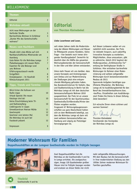 Wohnbau-Zeitung 2/2011 - Wohnbau Lemgo eG