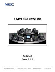 univerge sv8100 - nec ux5000 - Support