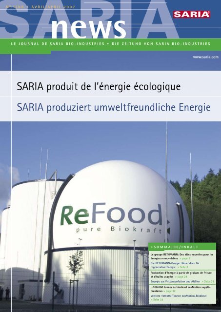 SARIA produziert umweltfreundliche Energie SARIA produit de l ...