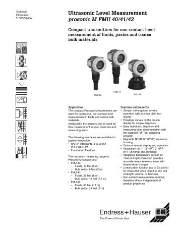 Ultrasonic Level Measurement prosonic M FMU 40 ... - VDT Industrie