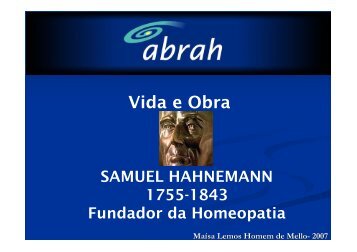 Vida e Obra de Samuel Hahnemann