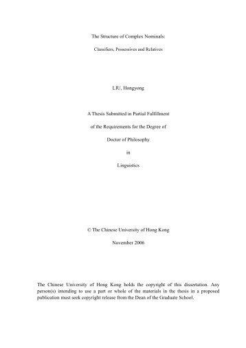 The Structure of Complex Nominals: LIU, Hongyong A Thesis ...