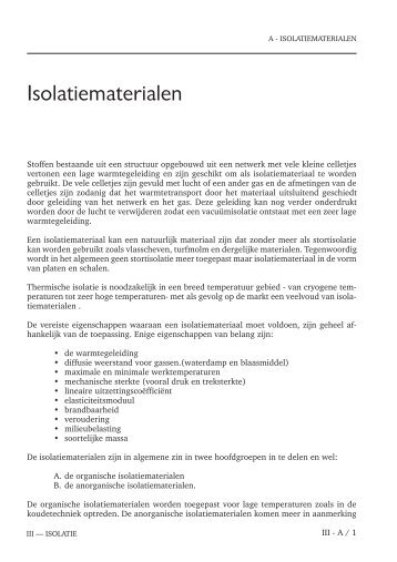 Isolatiematerialen - Koudecentraal