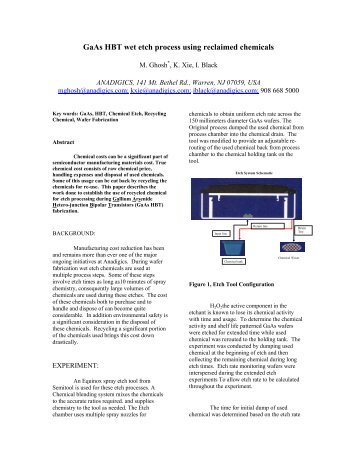 GaAs HBT wet etch process using reclaimed chemicals - CS Mantech