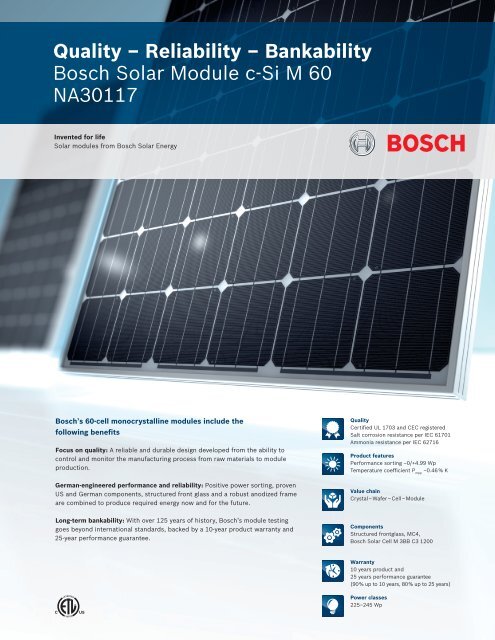 Bosch Solar Module c-Si M 60 NA30117