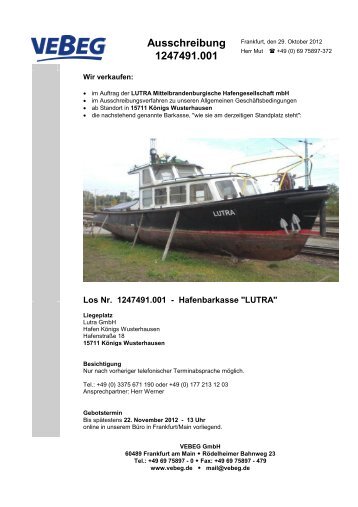 Ausschreibung 1247491.001 - Vebeg