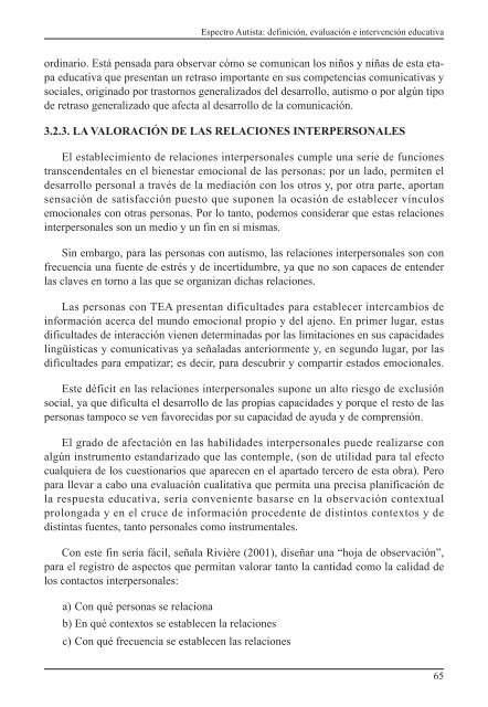 Espectro Autista: definición, evaluación e intervención educativa