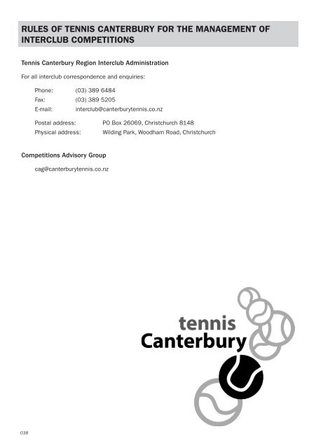 Tennis Canterbury Interclub Handbook 2012/2013