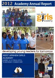 West Arnhem Annual Report 2012 - West Arnhem Girls Academy
