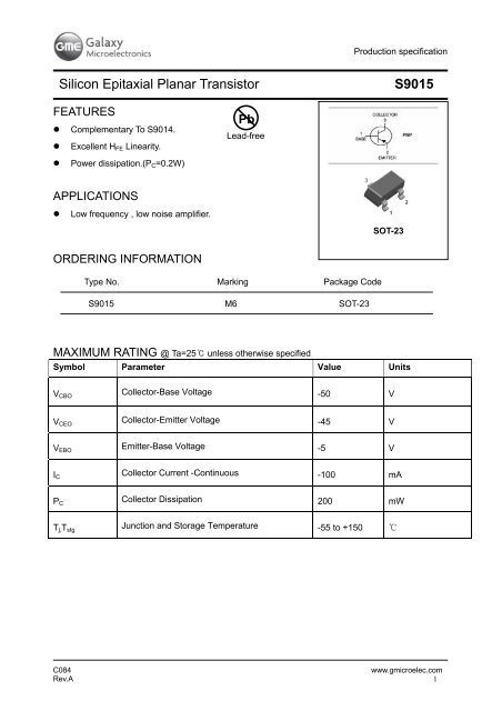 Silicon Epitaxial Planar Transistor S9015