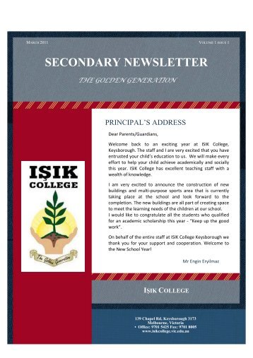 SECONDARY NEWSLETTER - ISIK College