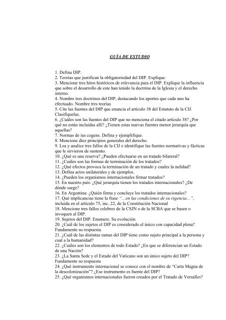 GUÍA DE ESTUDIO 1. Defina DIP. 2. Teorías - Derecho Internacional ...